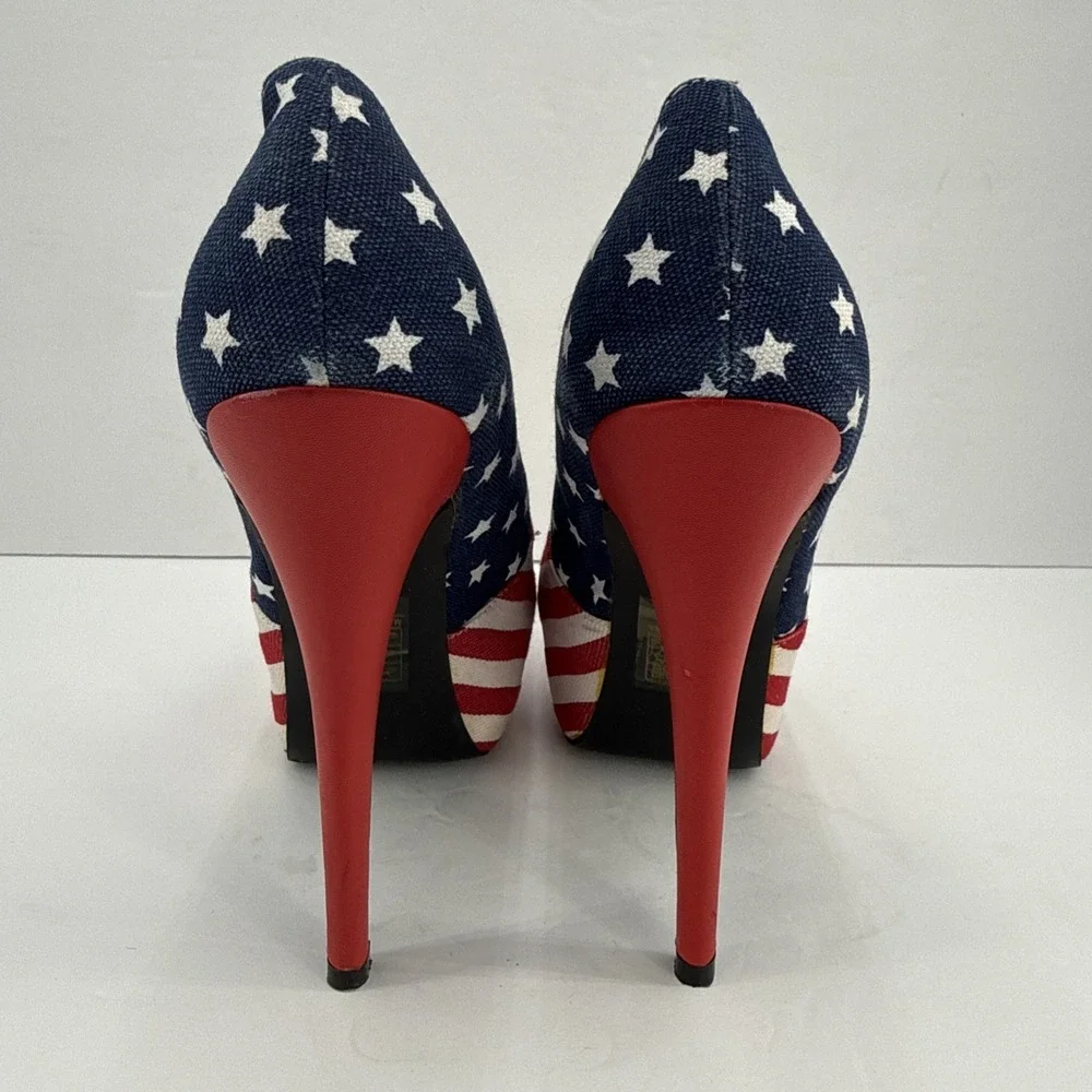Liliana Red White & Blue American Flag Womens Shoes Size 8